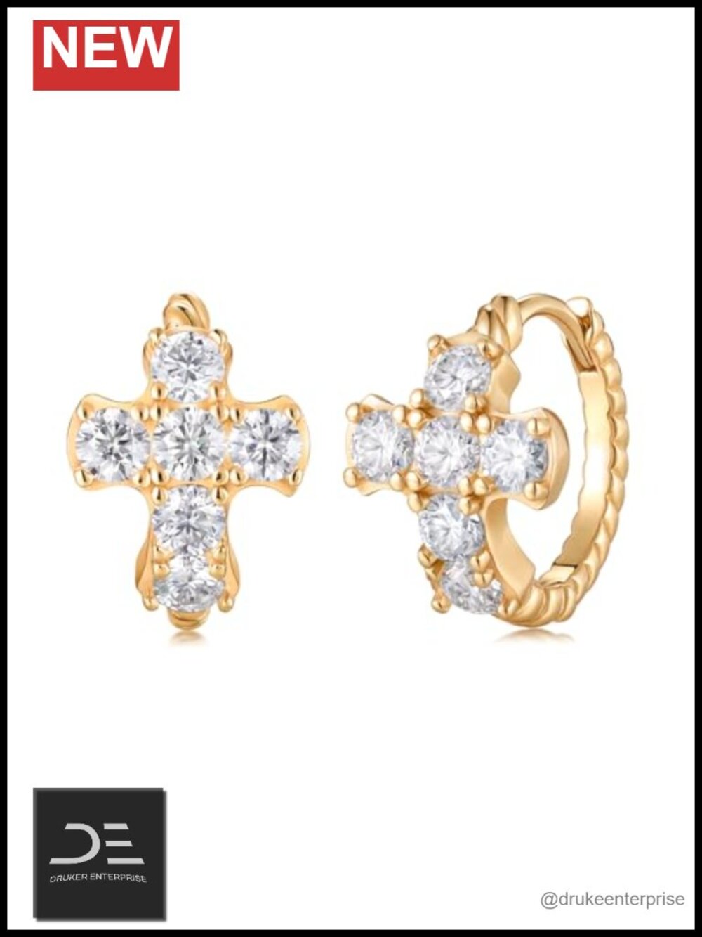 Moissanite Square Butterfly Flower Cross Small Hoop Earrings 925 Sterling Silver